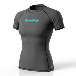 O’Neill Skins Women’s Rash Guard Top XL Black Short Sleeve Surf Swim UPF 50